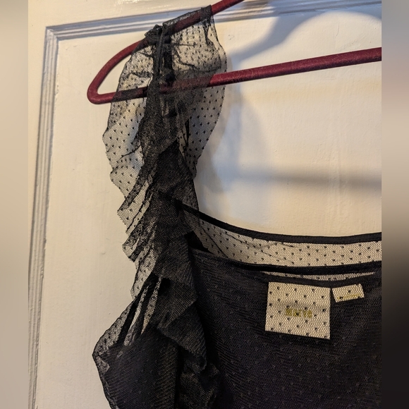 Anthropologie Maeve Black Lace Overlay Swiss Dot Balletcore Tulle Midi D… - Picture 5 of 12